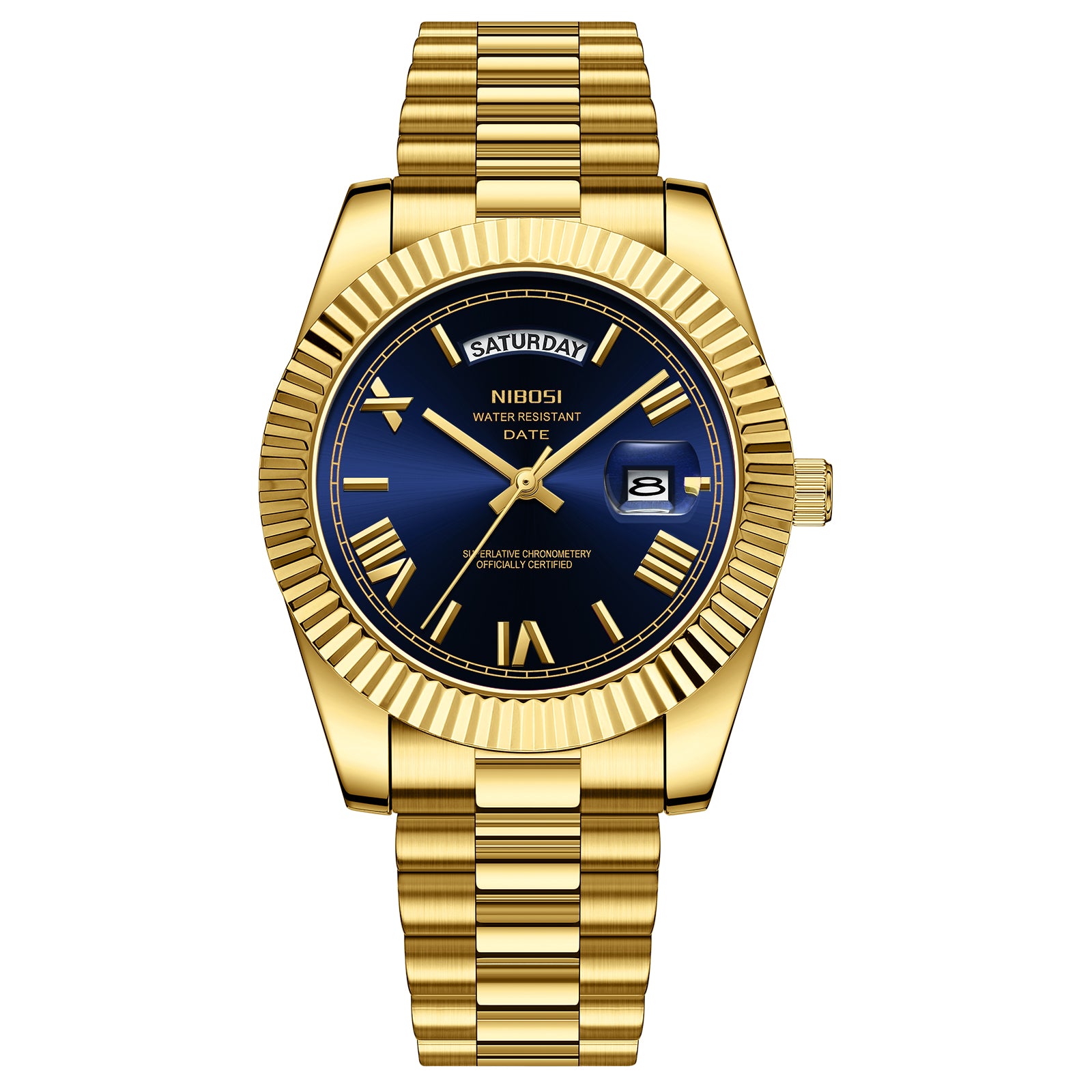 Nibosi Day-Date Roman Gold Blue