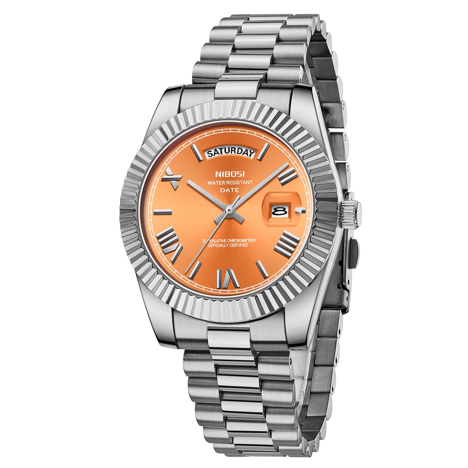 Nibosi Day-Date Roman Silver Orange
